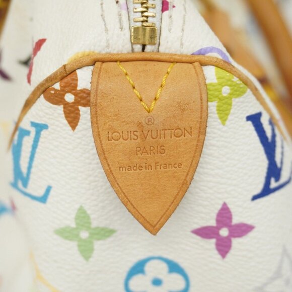 Louis Vuitton Speedy Multicolor 30 Monogram Sac Hand Bag White Tote Purse - Picture 6 of 16